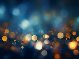 AI generated AI Generated abstract blurry sparkling background with golden star foil particles for Christmas holiday design concept. photo