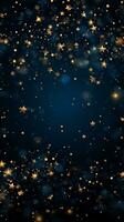 AI generated AI Generated abstract blurry sparkling background with golden star foil particles for Christmas holiday design concept. photo