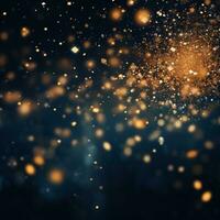 AI generated AI Generated abstract blurry sparkling background with golden star foil particles for Christmas holiday design concept. photo