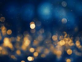 AI generated AI Generated abstract blurry sparkling background with golden star foil particles for Christmas holiday design concept. photo