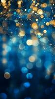 AI generated AI Generated abstract blurry sparkling background with golden star foil particles for Christmas holiday design concept. photo