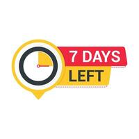 7 days left countdown banner with timer vector