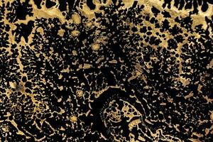 Fluid Art. Metallic gold abstract waves on Black background. Marble effect background or texture photo