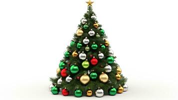 AI generated Christmas Tree with Decorations Isolated on the White Background photo