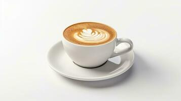 AI generated Cup of Latte Isolated on the White Background photo