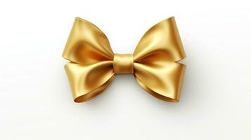 AI generated Gold Bowtie and Ribbon Isolated on the White Background photo