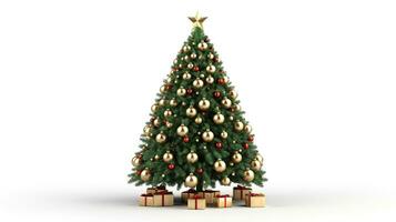 AI generated Christmas Tree with Decorations Isolated on the White Background photo