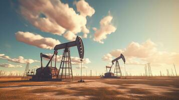 AI generated Oil Pumps with Blue Sky photo