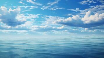 AI generated Seascape with A Wide Horizon and Blue Sky photo