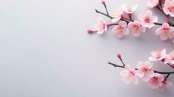 AI generated Sakura Flowers Isolated on the Minimalist Background with Copy Space photo