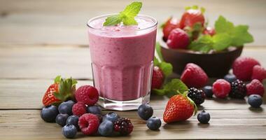 AI generated A Vibrant Smoothie Paired with Fresh Berries photo