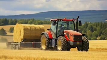 AI generated The Labor-Intensive Process of Collecting and Storing Straw Bales photo