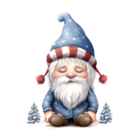 AI generated Watercolor Christmas Gnome. Clipart. AI generated. png