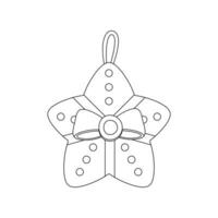 Christmas toy, ornament for the tree in the shape of a star with a red bow. Winter holiday element. vector