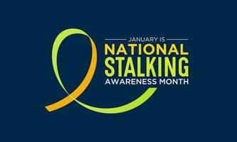 National stalking awareness month is observed every year in january. Vector template for banner, greeting card, poster with background. Vector illustration.