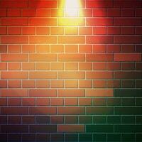 The red brick wall square format background template has a bright lamp light in the center. Vector illustration EPS10.