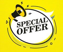 Special offer banner with megaphone for promo vector