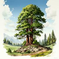 AI generated Giant sequoia, big mahogany, symbol of USA - AI generated image photo