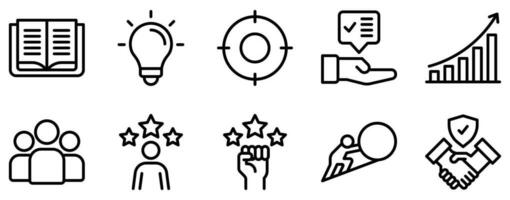 mentoring and training line style icon collection vector