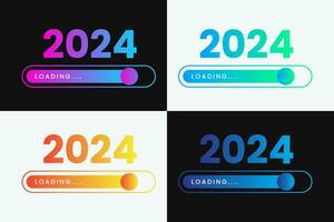 December 2023 to January 2024 loading bar progress digital technology. Happy new year 2024. 2023 to 2024 loading business web banner. vector