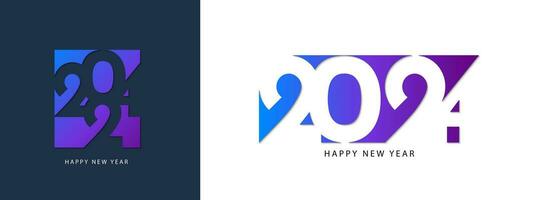 2024 happy new year logo text design. Creative and modern 2024 number typography. Template for poster, card, banner, cover and calendar. Vector illustration