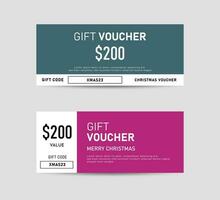 Christmas gift voucher template. Gift discount coupon design for holiday and seasonal sale card. Vector illustration