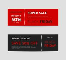 Black Friday gift voucher card template. Minimalist discount coupon, certificate design. Vector illustration