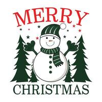 alegre Navidad con monigote de nieve t camisa diseño vector
