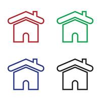 Line shape house icon set vector