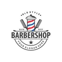 Barbershop Logo, Barber Scissors Vector, Old Design Retro Vintage Typography Ornament vector