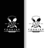 cocinero logo diseño Cocinando inspiración y cocinero sombrero con sencillo líneas para restaurante negocio marcas vector