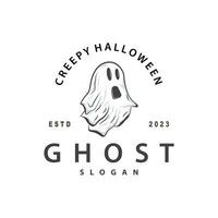 Spooky Fly Ghost Logo Simple Minimalist Vintage Scary Halloween Design vector