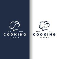 Chef Logo Design Cooking Inspiration And Chef Hat With Simple Lines For Restaurant Business Brands vector