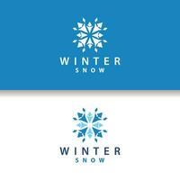 Snowflake Logo, Winter Season Design Frozen Ice Simple Model for Products and Technology vector