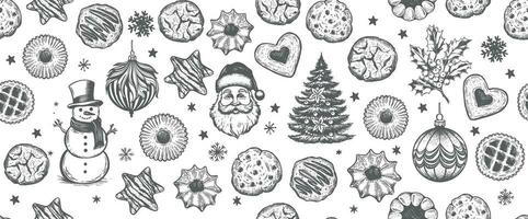 Christmas Cookie and ball set, Hand drawn illustration vector