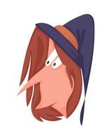 Funny avatar of a red-haired witch on a white background vector