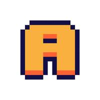 Pixel 3d retro arcade game style font and video computer game 8 bit letter flat vector illustration.