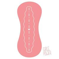 Daily Hand drawn pink pad for woman care in menstruation period. Protection for menstrual days vector