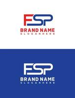 FSP letter logo design with blue and red color. Easy to edit and customize. vector