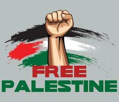 Free Palestine with Palestinian flag and fist. vector