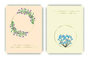 Card for various congratulations, wedding invitation, thank you card, welcome. Golden circle with flowers and a place for an inscription.Vector illustration. vector