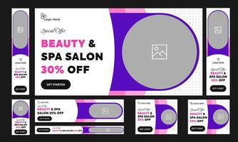 Beauty and spa services web set banner design for social media post, discount offer, web bundle banner design, spa offer banner, editable vector eps 10 file format