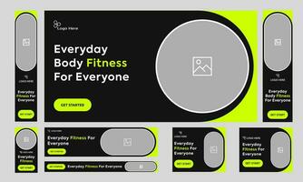 Creative fitness web set banner design, exercise web banner design, fully customizable vector eps 10 file format