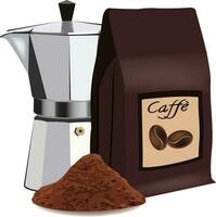 coffee maker with coffee bag vector
