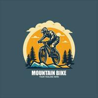 Extreme Downhill mountain bike sport vector illustration