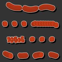 Illustration on theme big set different types delicatessen meat sausages vector