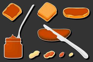 Illustration on theme big colored set different types peanut butter vector