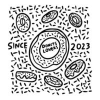 Handdrawn illustration doodles style donuts theme for background social media design vector