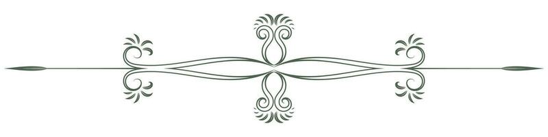 green vintage lines Baroque scroll flower divider Vintage style for decorating cards. vector