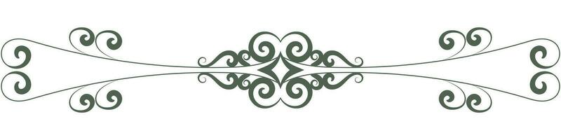 green vintage lines Baroque scroll flower divider Vintage style for decorating cards. vector